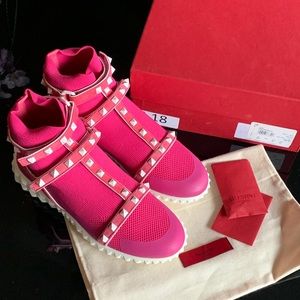 VALENTINO Rockstud BodyTech Sock Sneakers 38 NEW